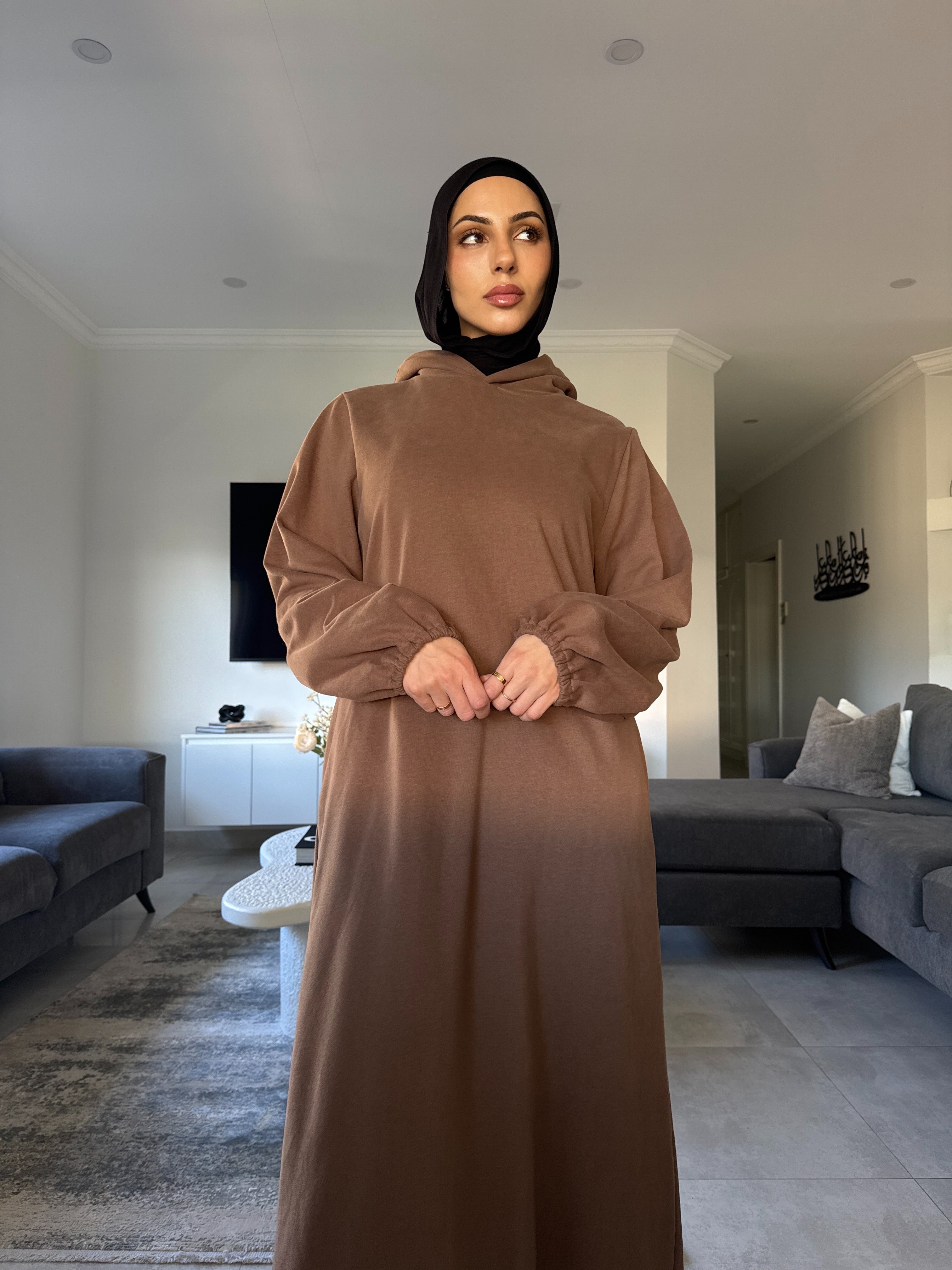 Thick cotton hoody abaya