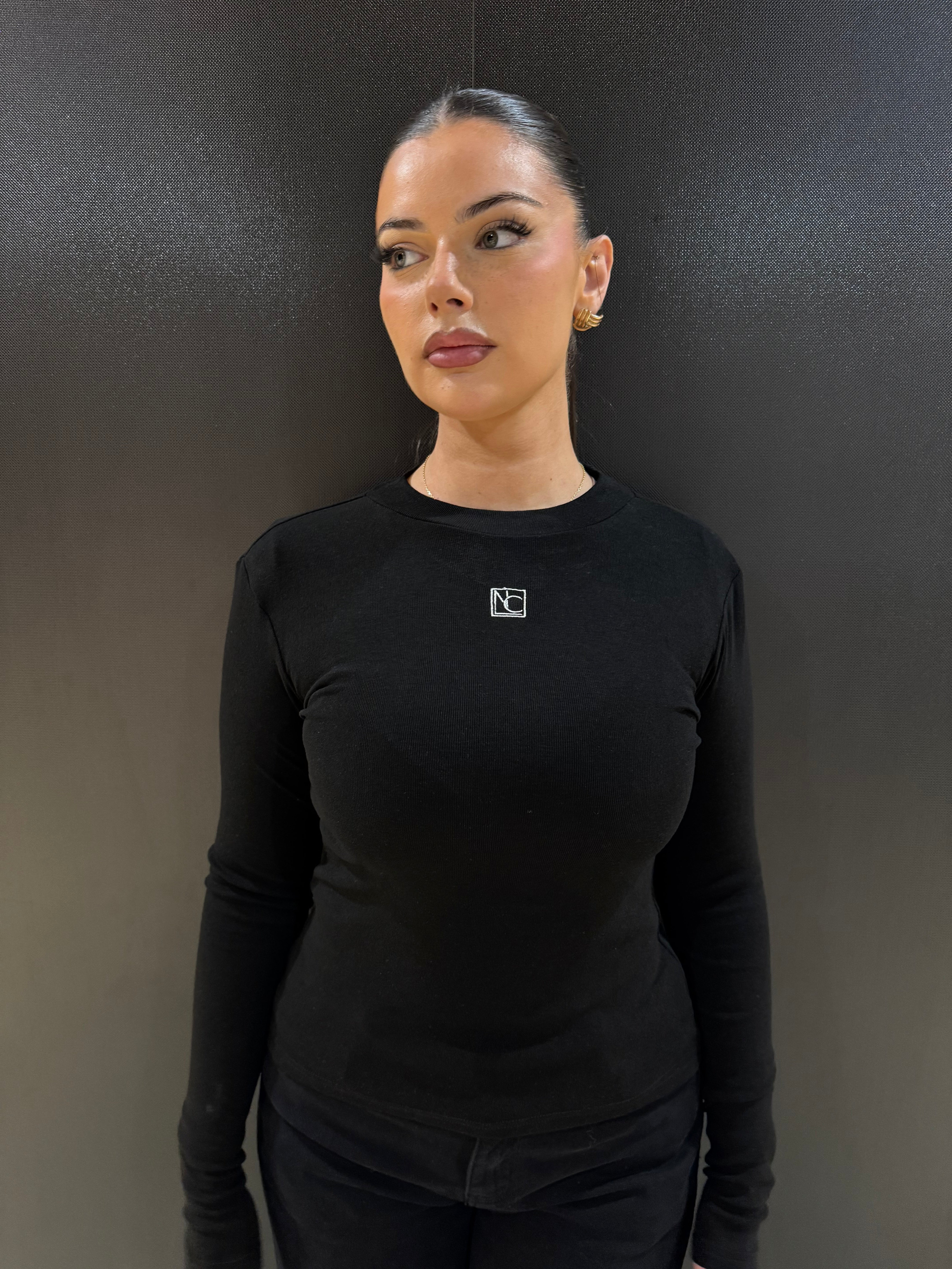 NIICE logo sleeve ribbed top