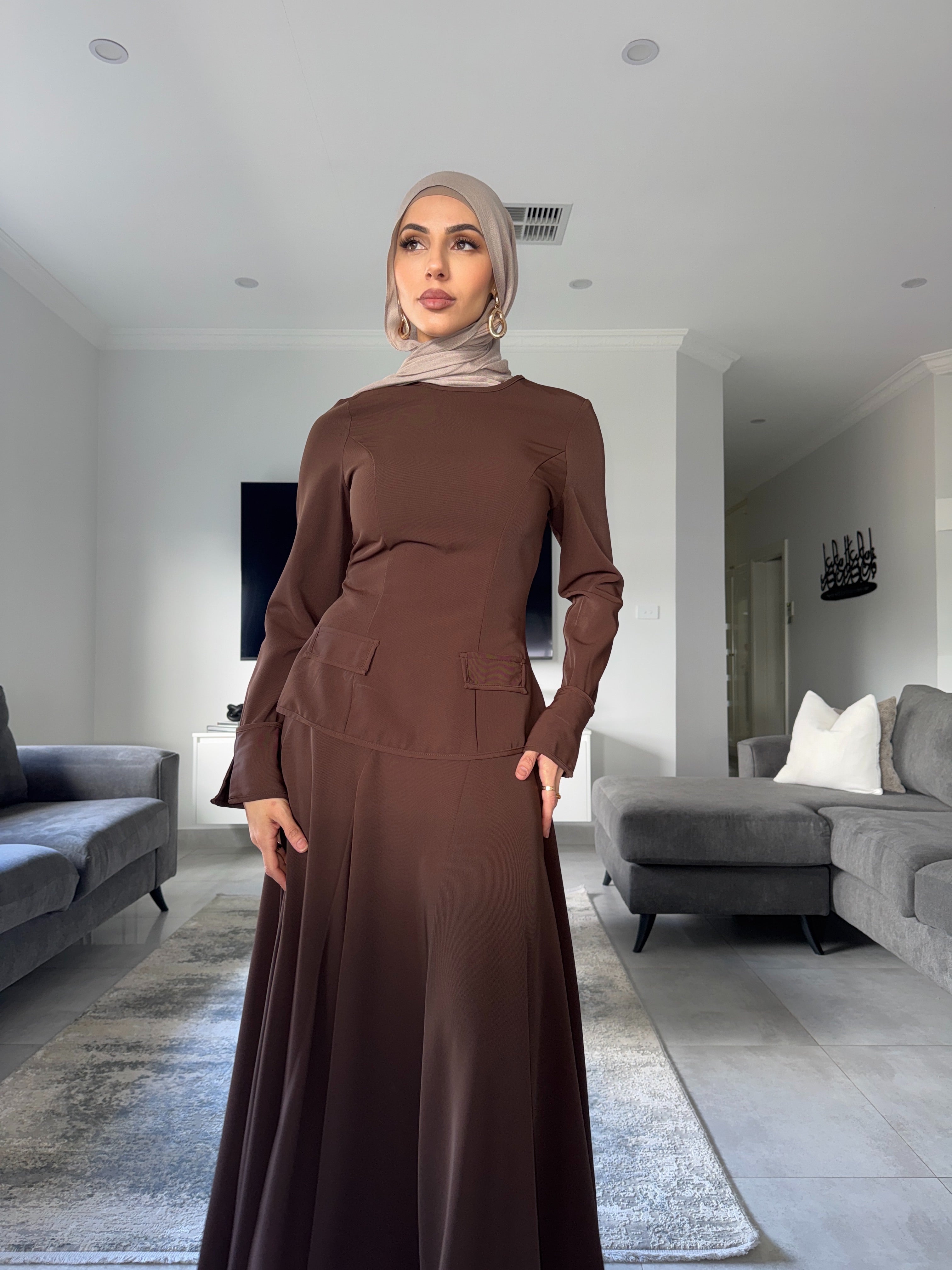 brown hijab dress Medina Silk Hijab - Americano