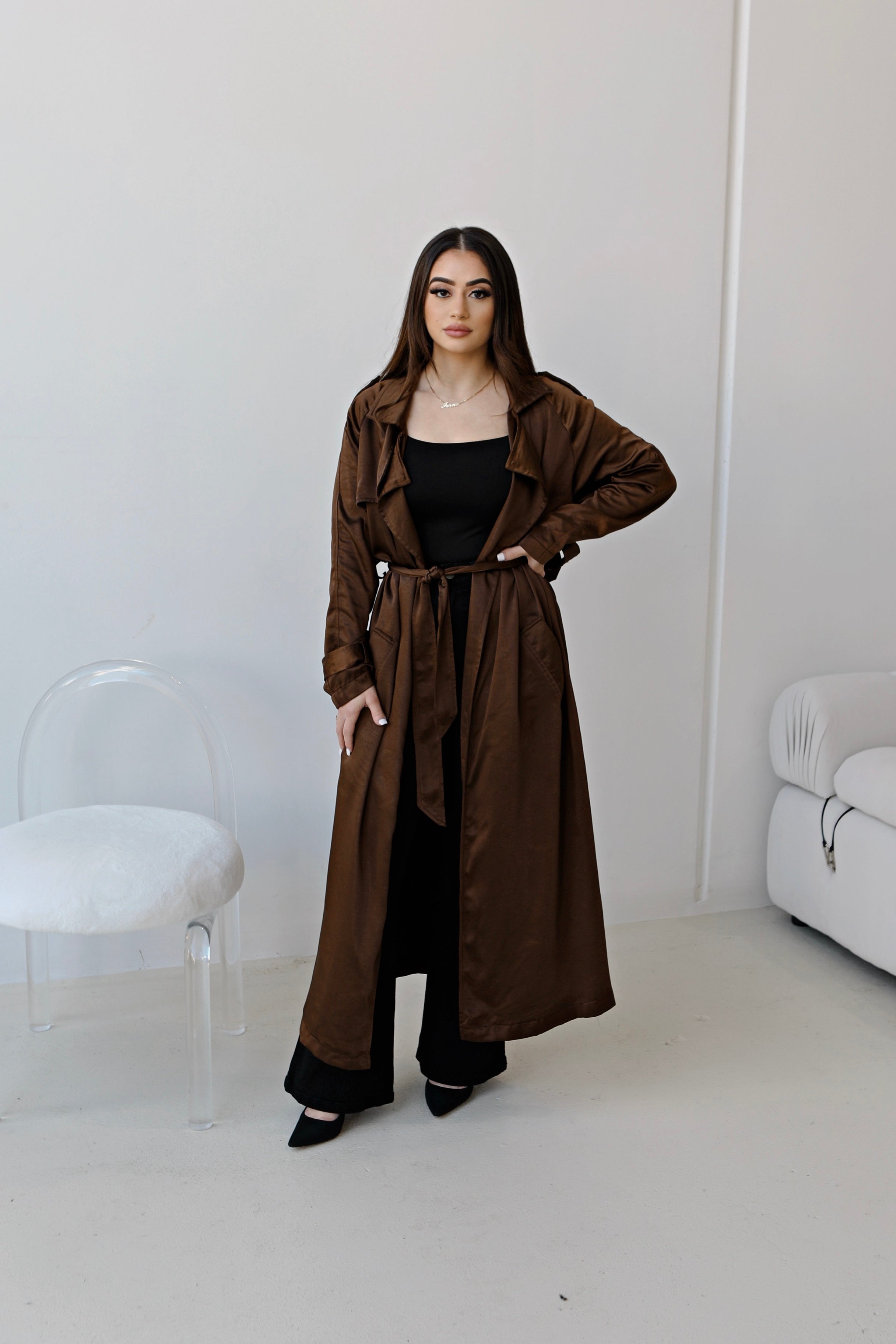 Hage Satin trench coat