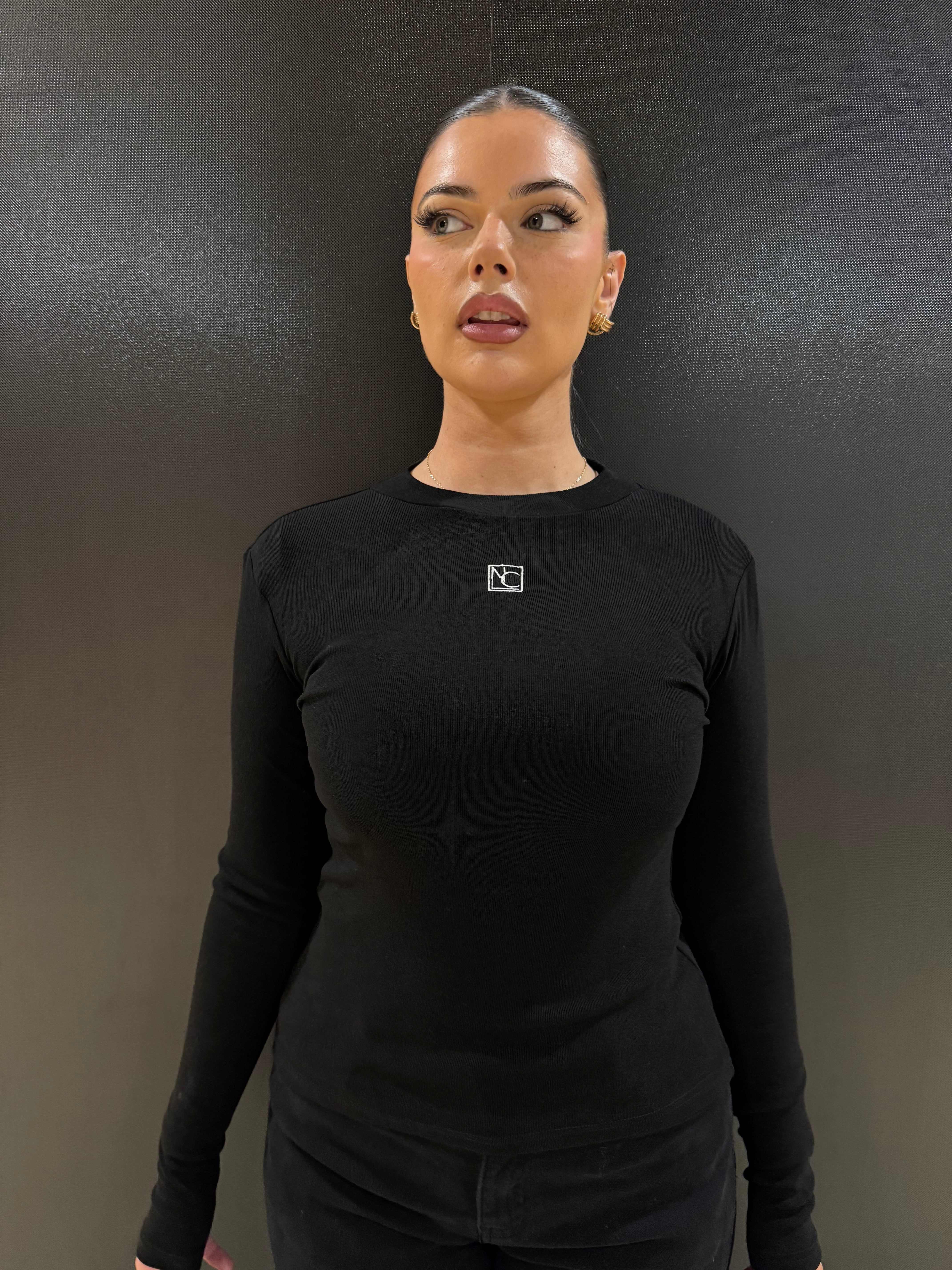 NIICE logo sleeve ribbed top