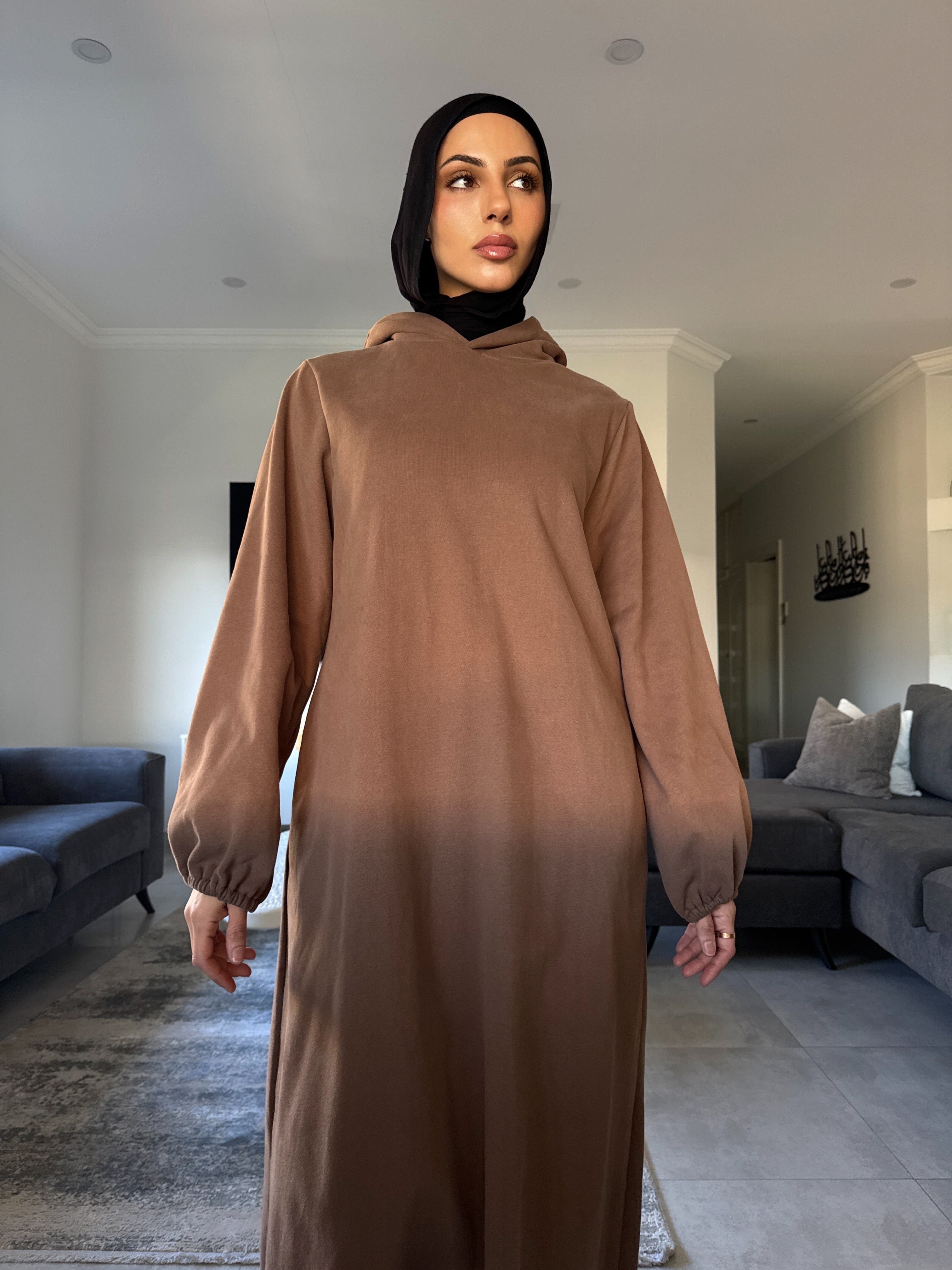 Thick cotton hoody abaya