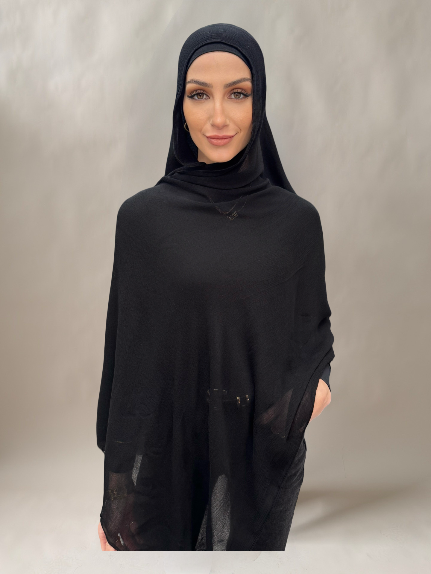 Light Crinkled hijab. # 1 Black.