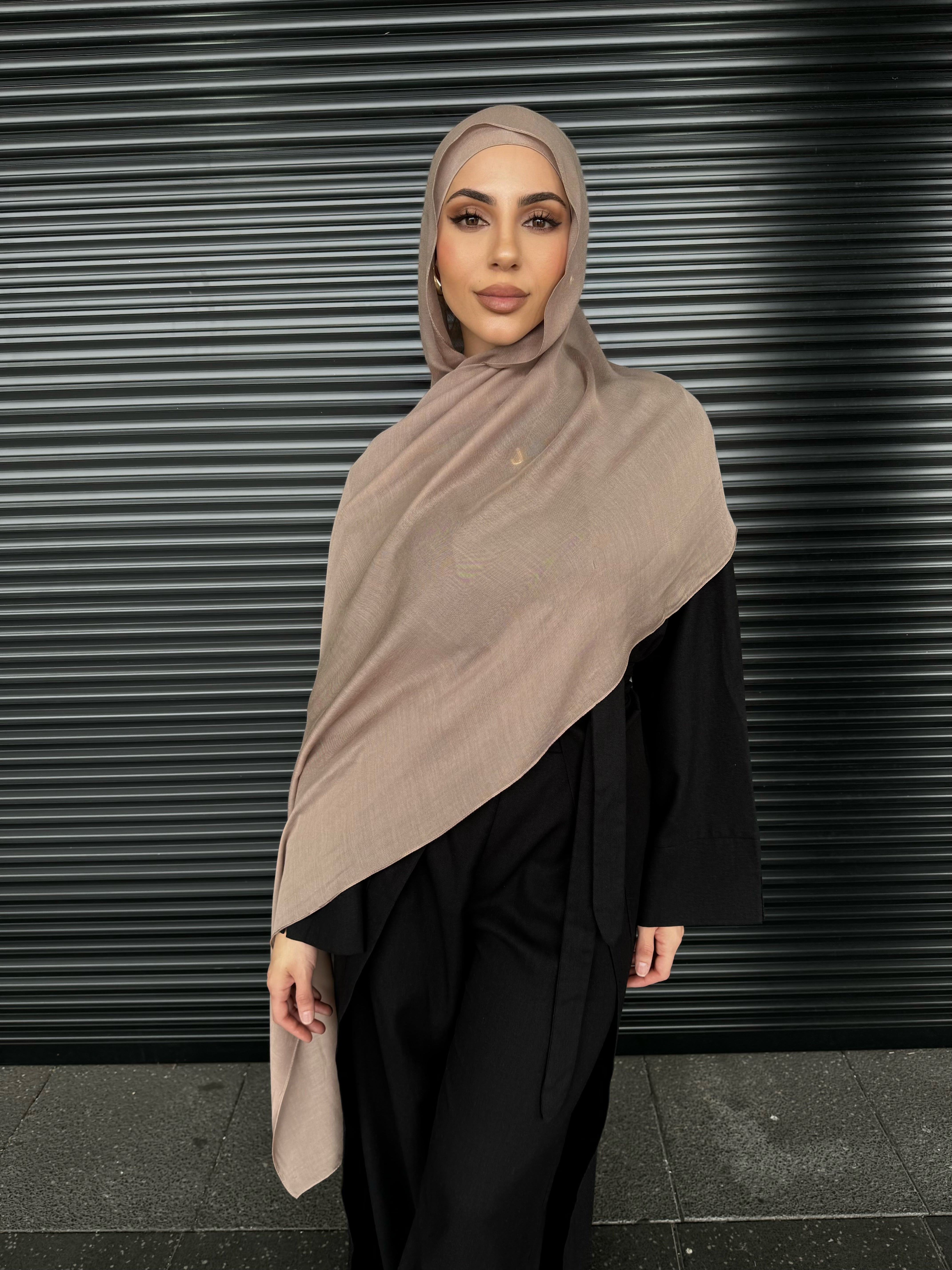 Single stitch hijab #3 dark nude