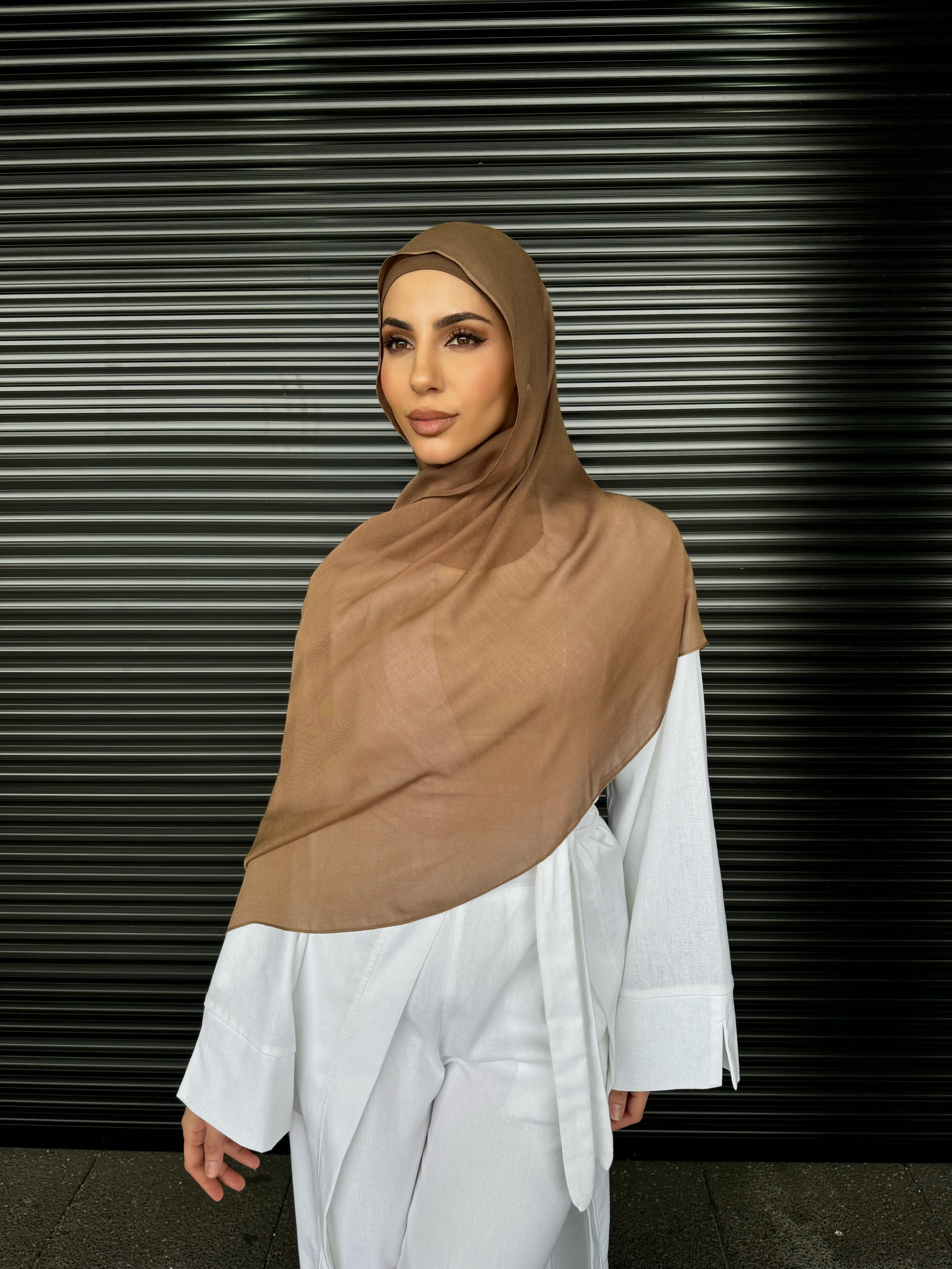 Single stitch hijab #4 camel