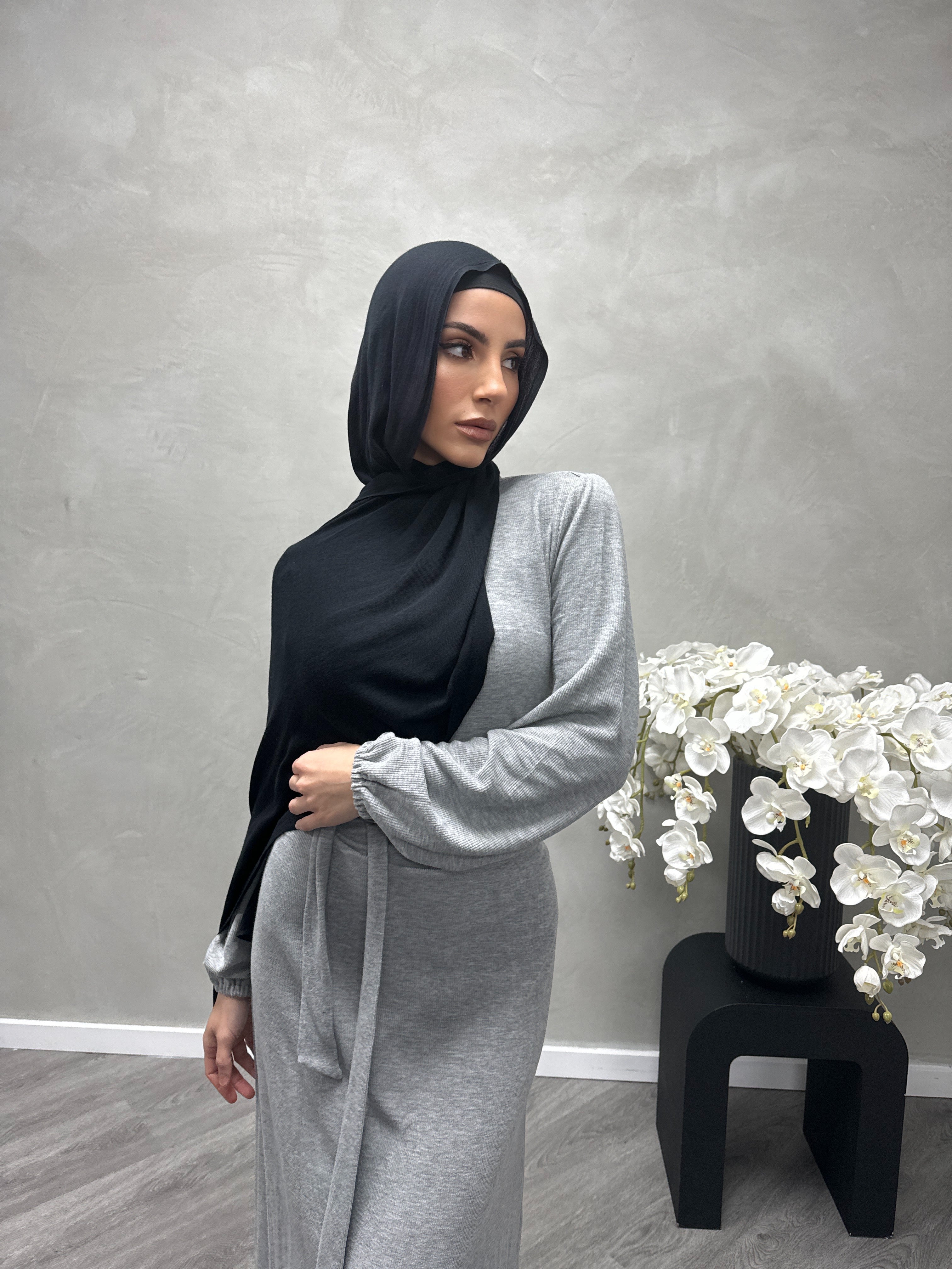 Women Wearing Grey Hijab Essentials
