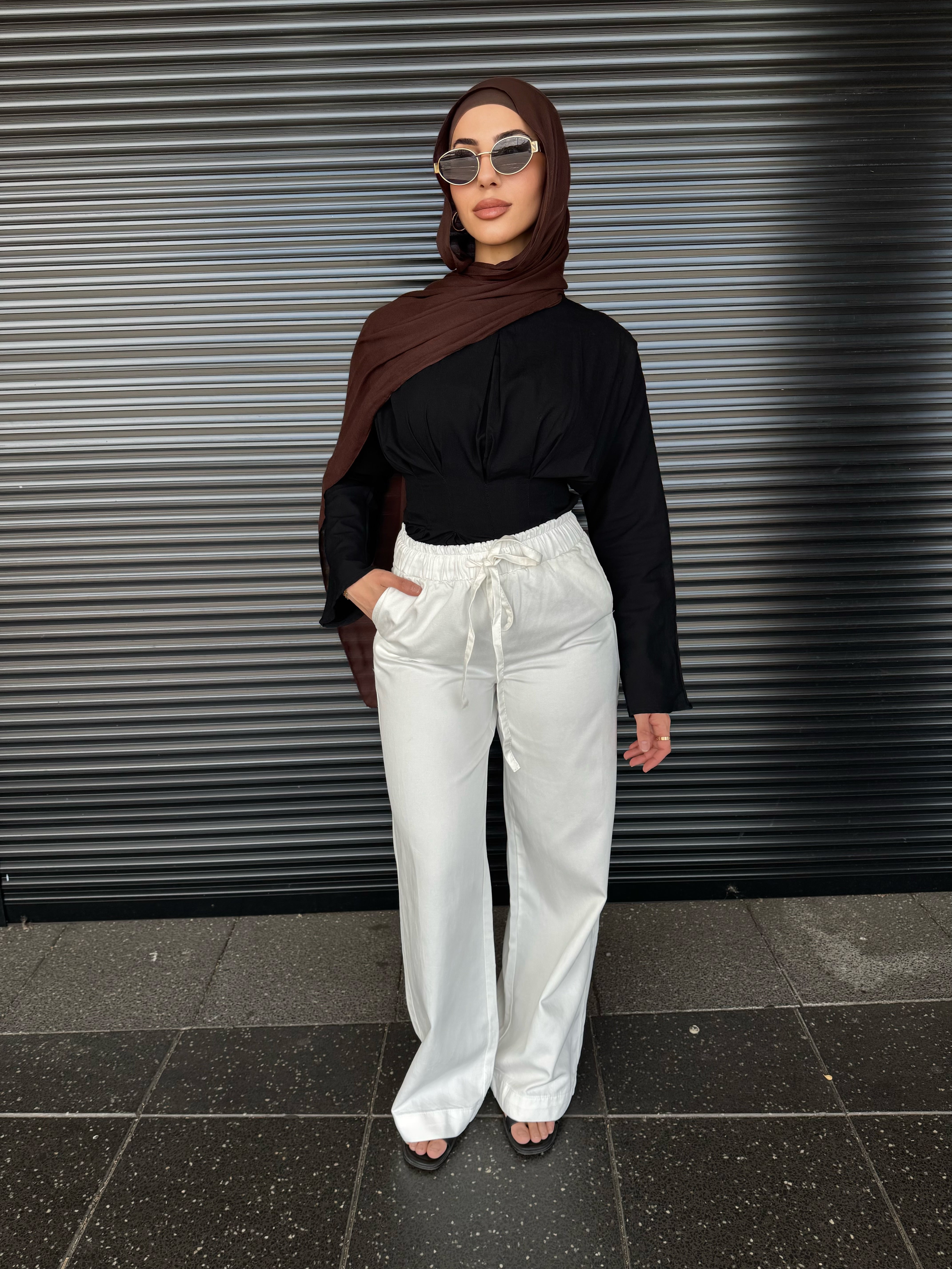 Wide Leg Drawstring Trousers