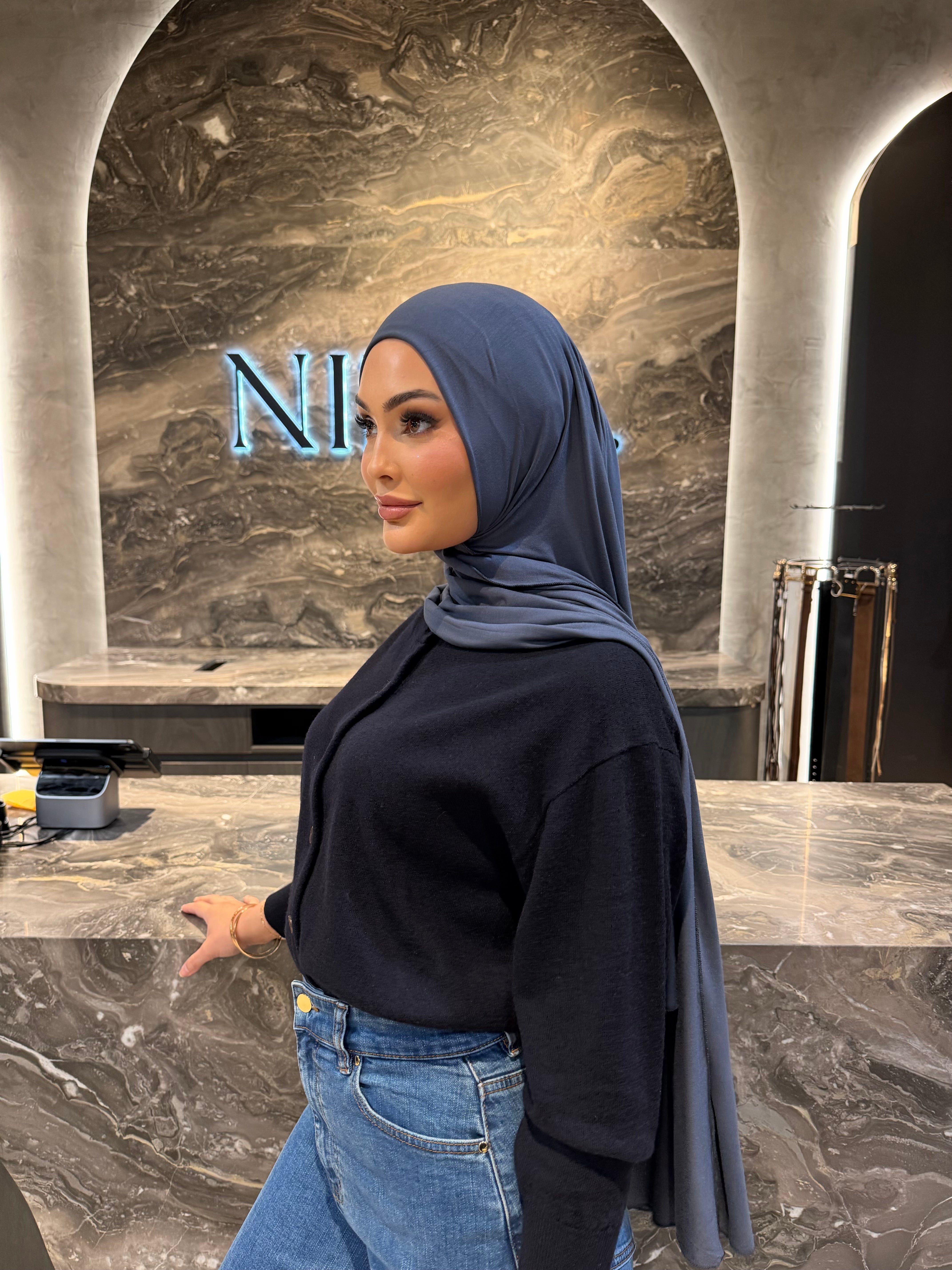Jersey hijab ocean blue #Y64
