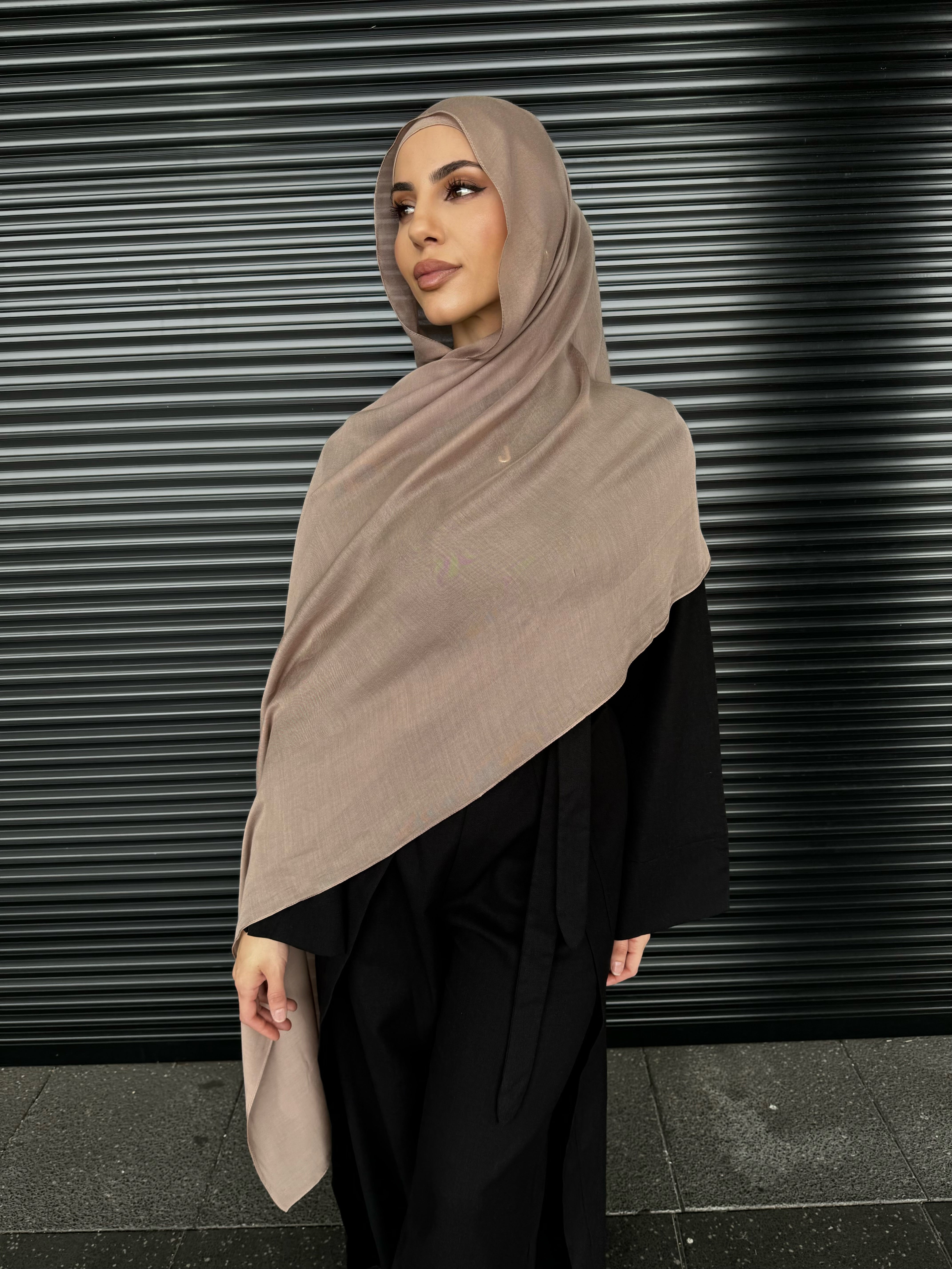 Single stitch hijab #3 dark nude