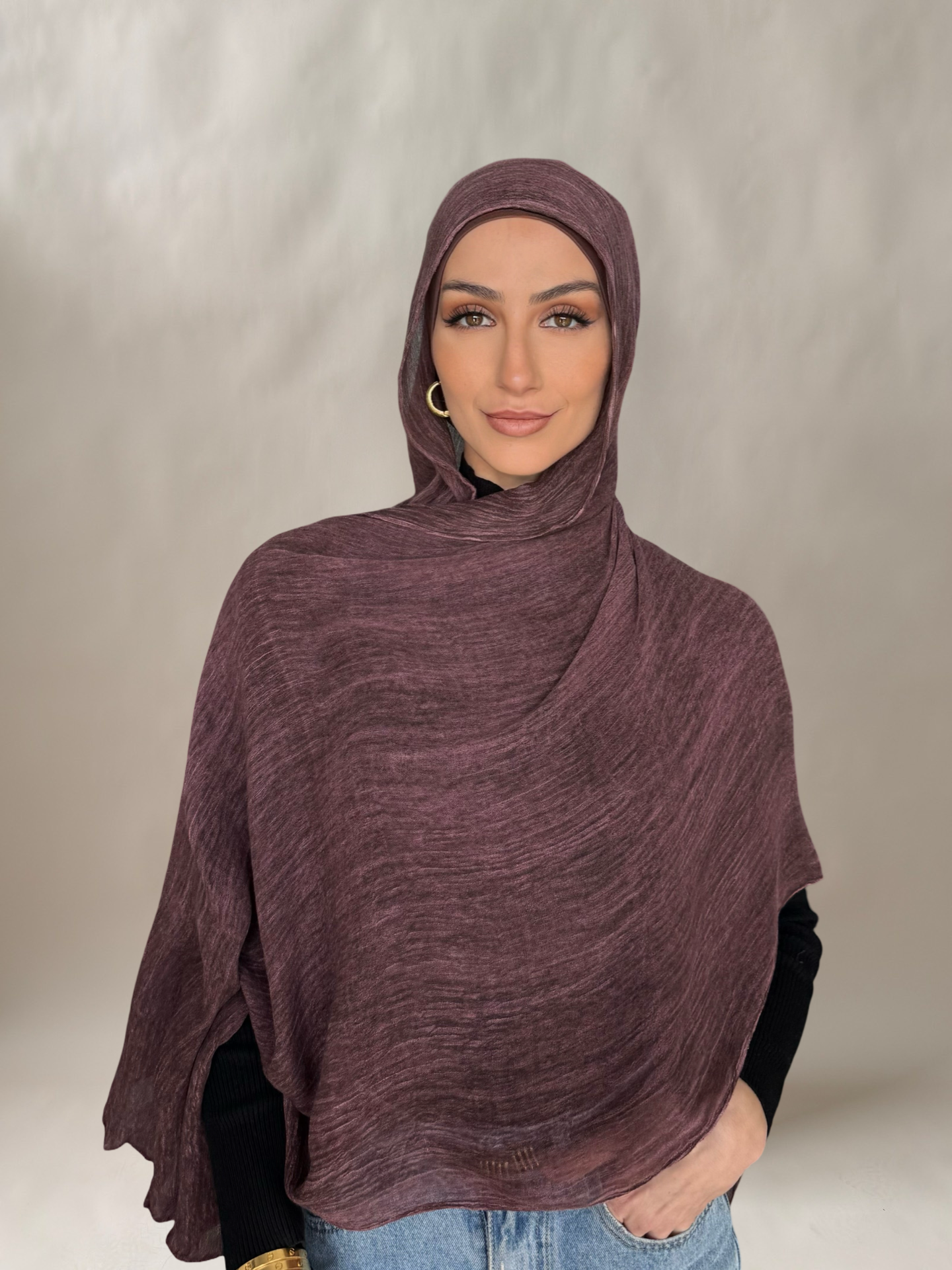 Crinkled hijab # 2 dusty purple