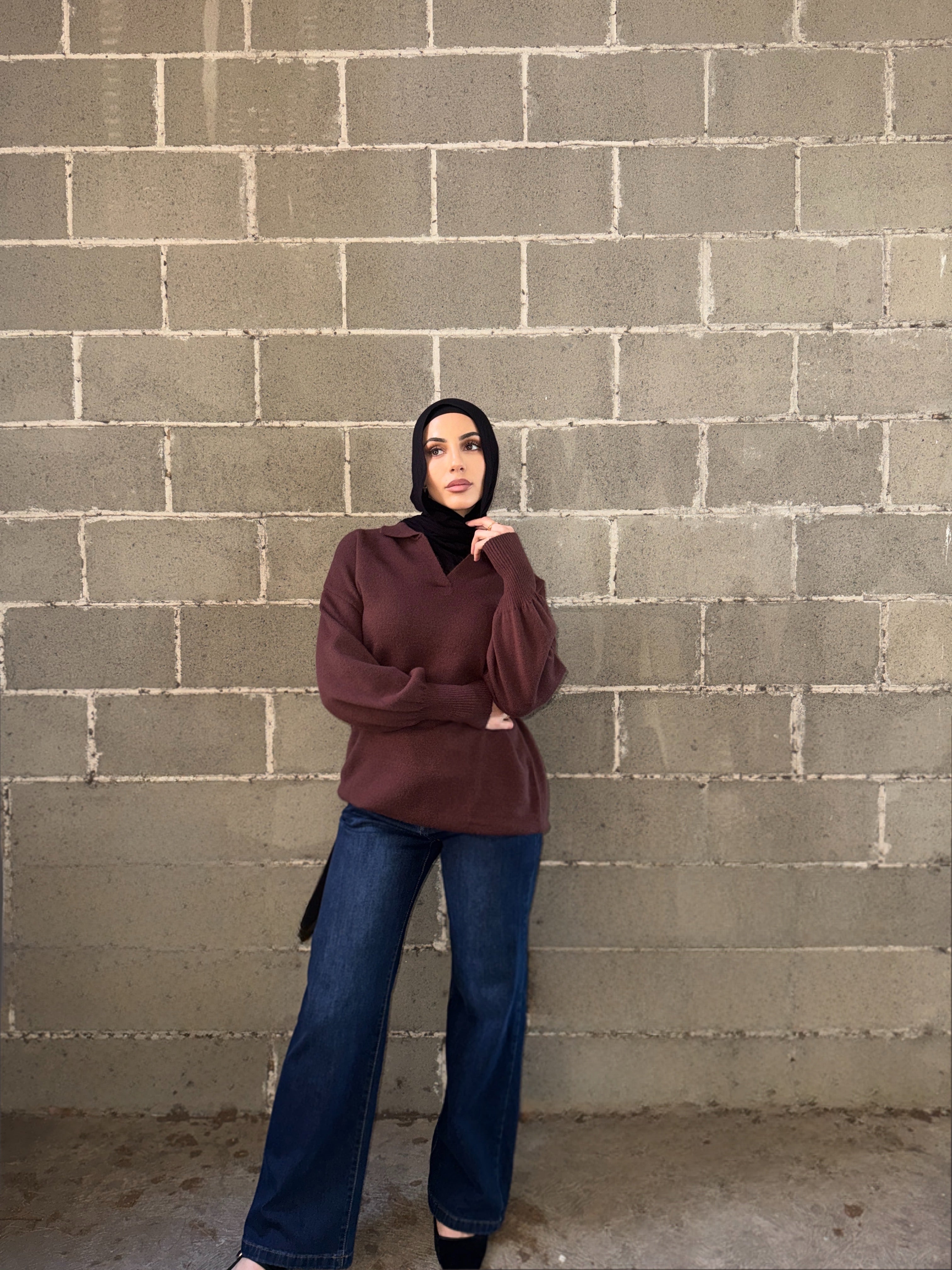 Billie collard knit top