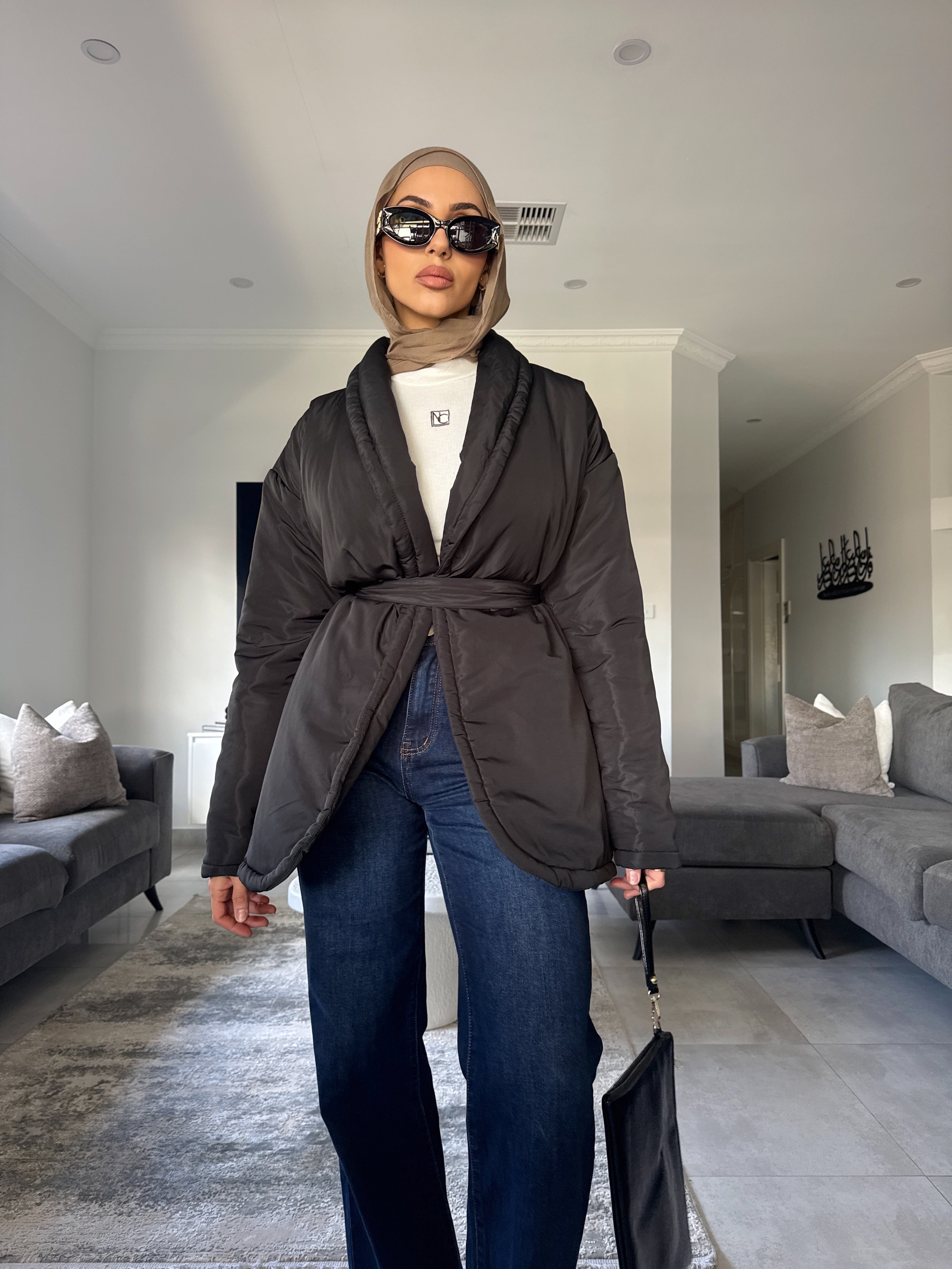 Puffer wrap coat