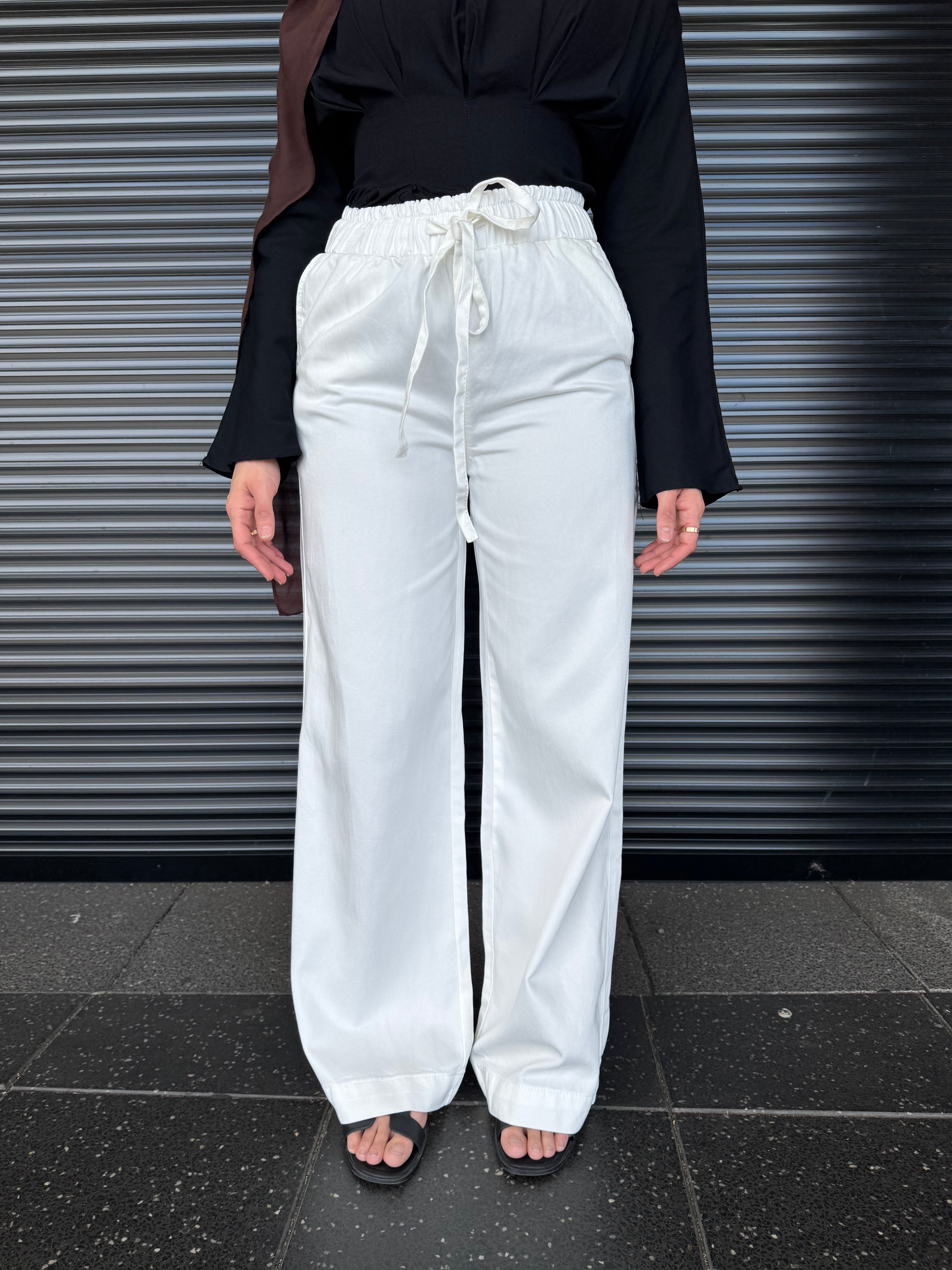 Wide Leg Drawstring Trousers