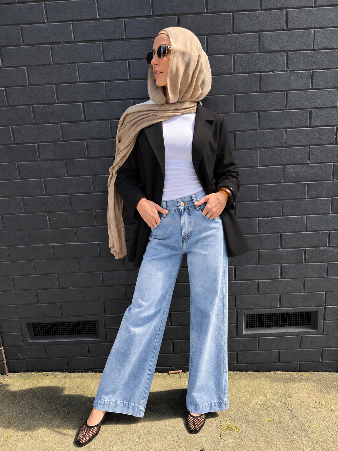 Winona Blue Wide Leg Jeans by NIICE Australia featuring light blue denim, high waisted fit, classic front pockets and relaxed wide legs.