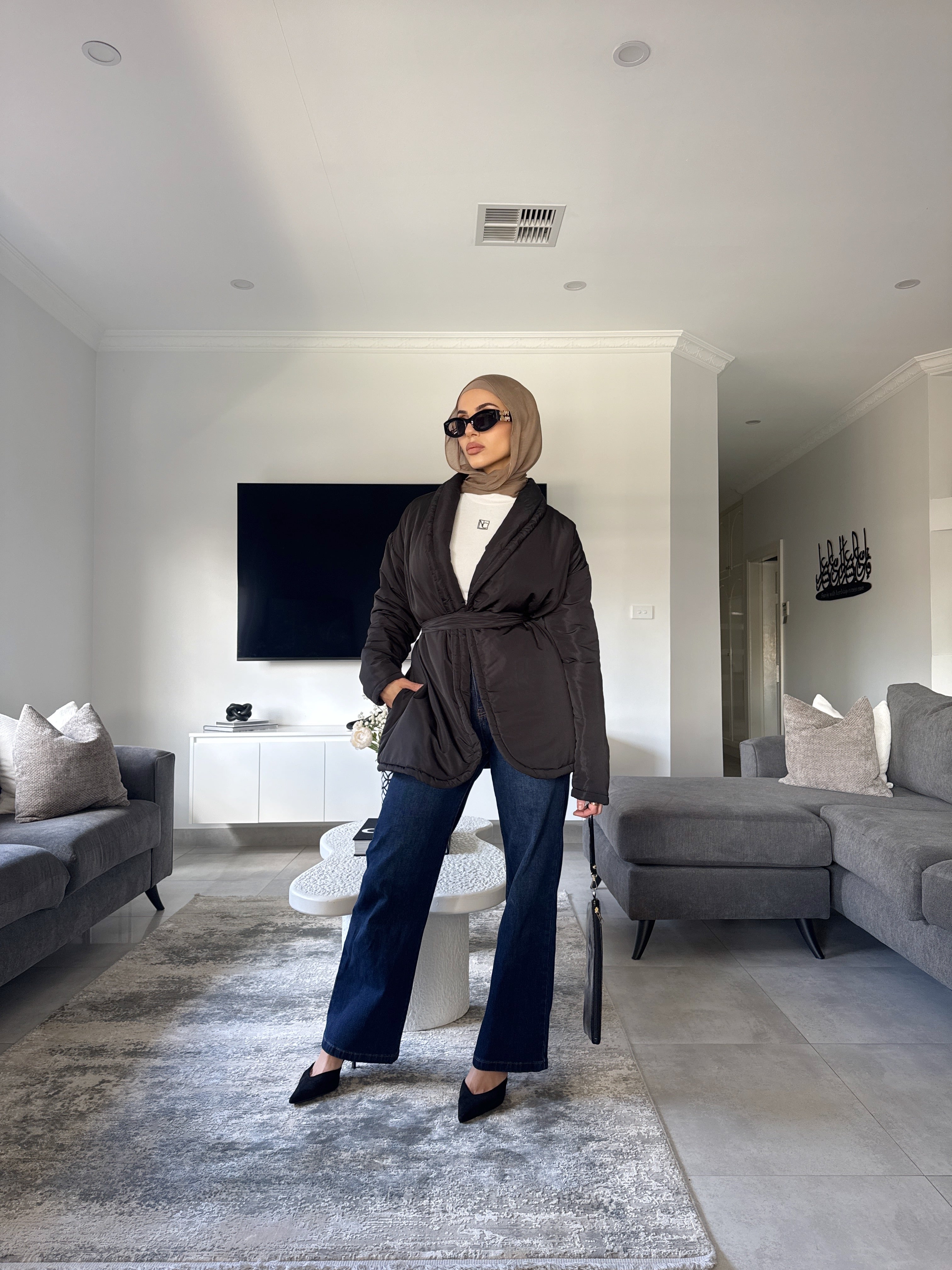 Puffer wrap coat