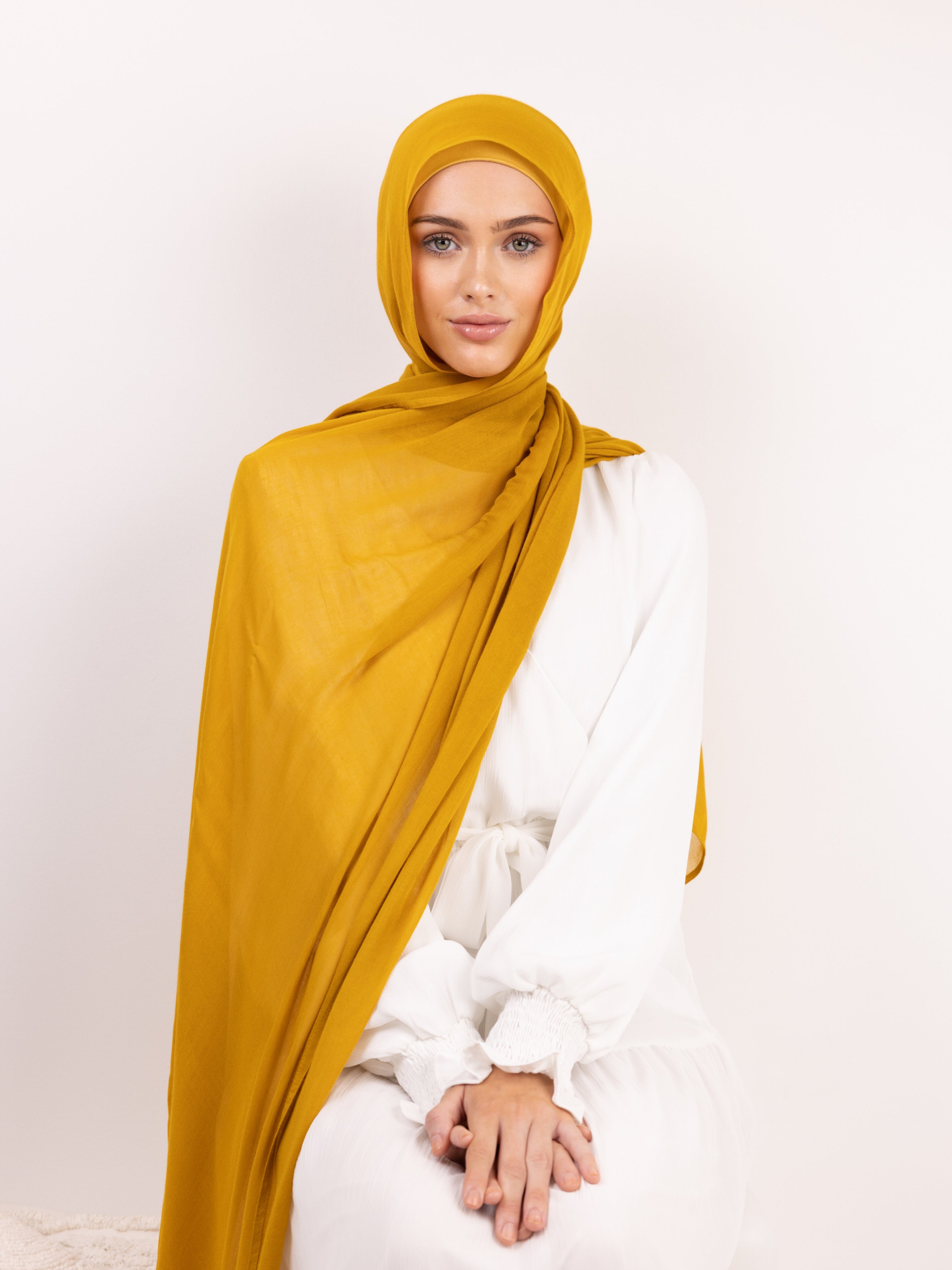 Jamila Cotton Shawl Mustard